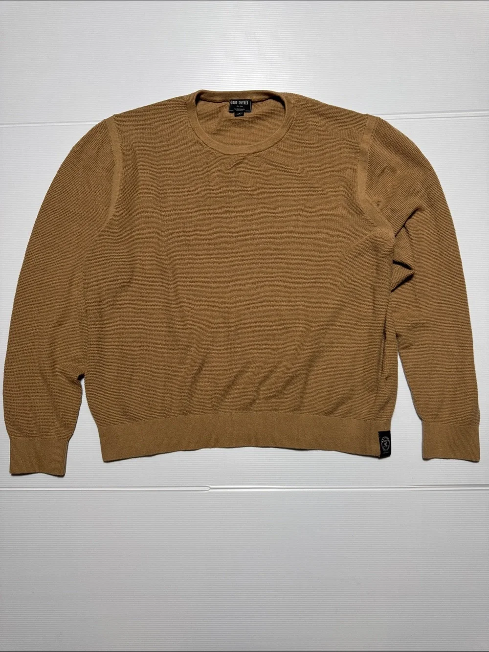 TODD SNYDER Men’s Cotton Mulberry Silk Tan Textured Knit Crewneck Sweater LG